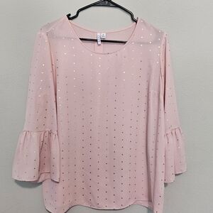 Elle Blush Pink Blouse with Gold Dots
